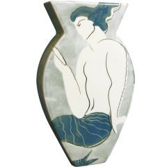 Vintage Belgian Art Deco Vase with Mermaid Motif