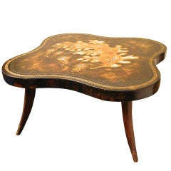 Italian Tooled and Gilded Leather Table, 1940s