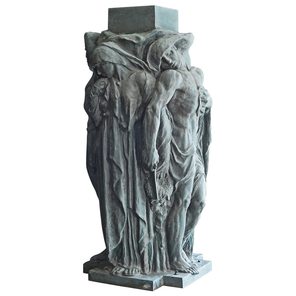 "Three Nude and Robed Figures, " Masterpiece Bronze Sculpture, Half-Lifesize