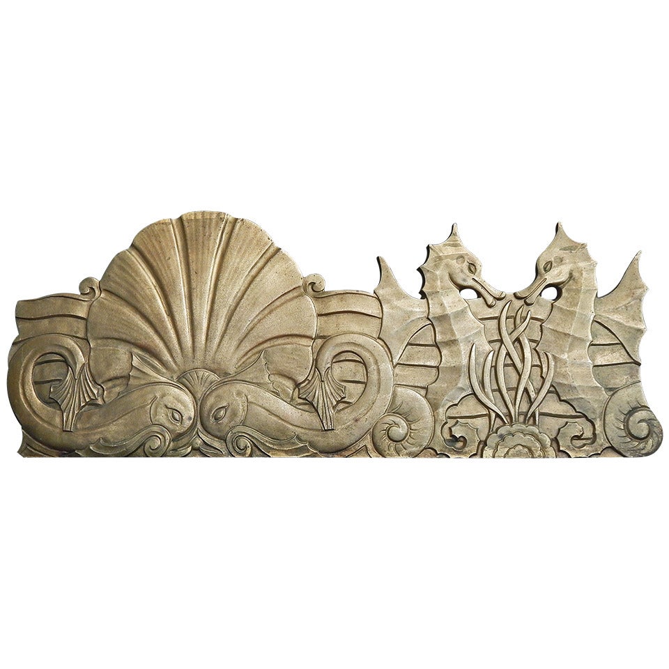 "Undersea Frieze, " Remarkable Set of Bronze Art Deco Bas Relief Panels