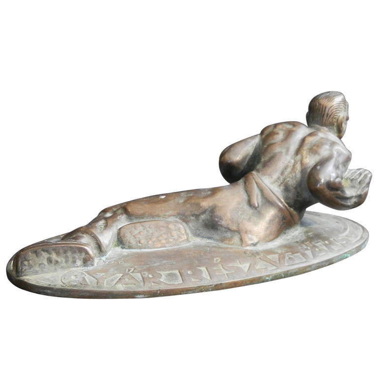 Seltene ungarische Art-déco-Bronze „The Laborer“