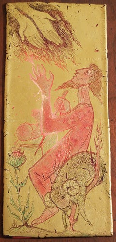 "Here Am I, " Highly Important Glass Panel by Edris Eckhardt