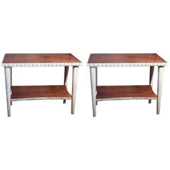 Pair of Art Deco Side Tables, Mahogany and Cerused Oak