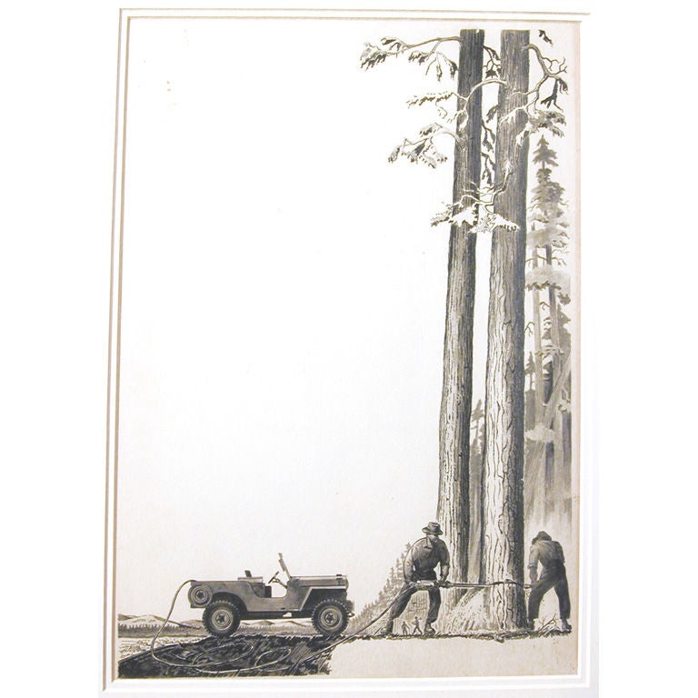 Drawing for General Electric/Jeep, possibly by Rockwell Kent