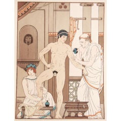 "Greek Patient and Doctor, " Art Deco Nude Pochoir