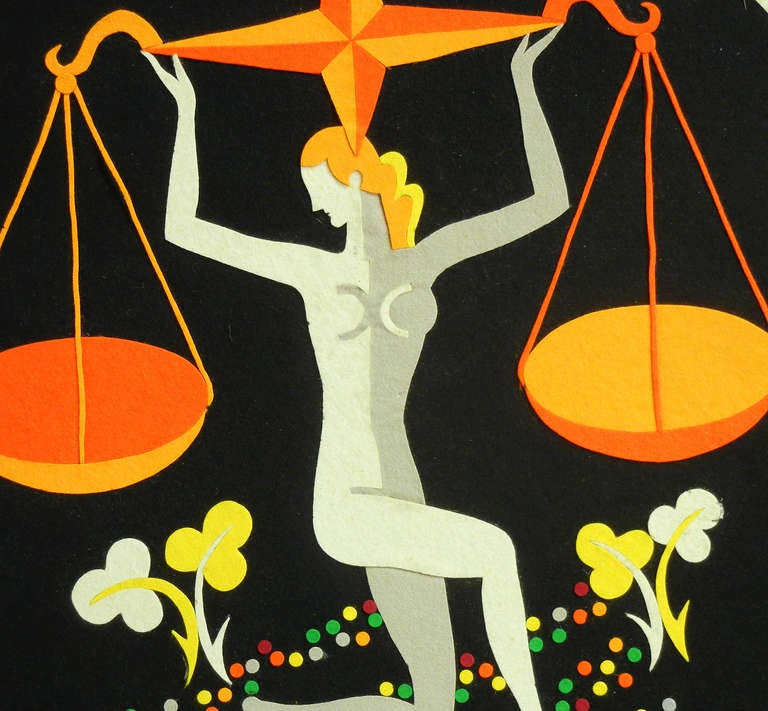 Américain « Libra », important panneau Art déco d'Andrew Szoeke en vente