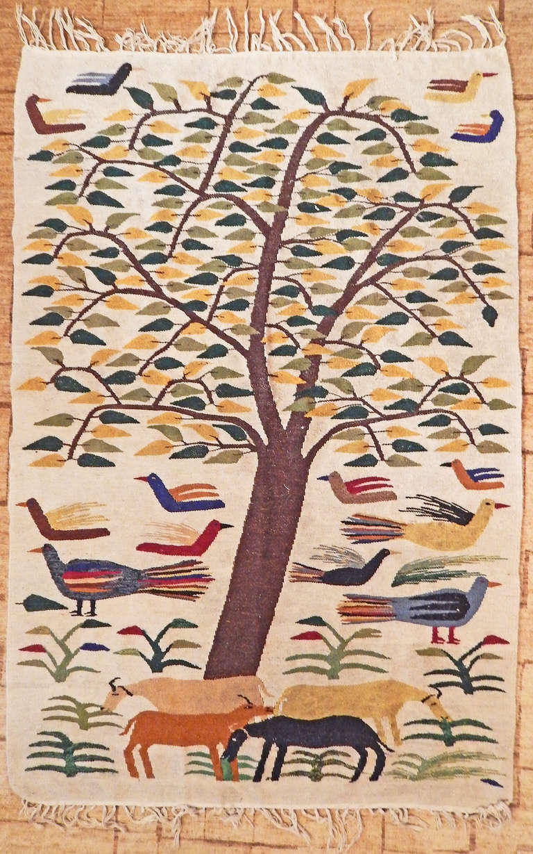 Dating from the golden era of Ramses Wissa Wassef's tapestry workshop in the 1950s and 60s, this large and unique work was created by one of his top students, one of only 300 tapestries ever created in this size.  Ramses was one of the most