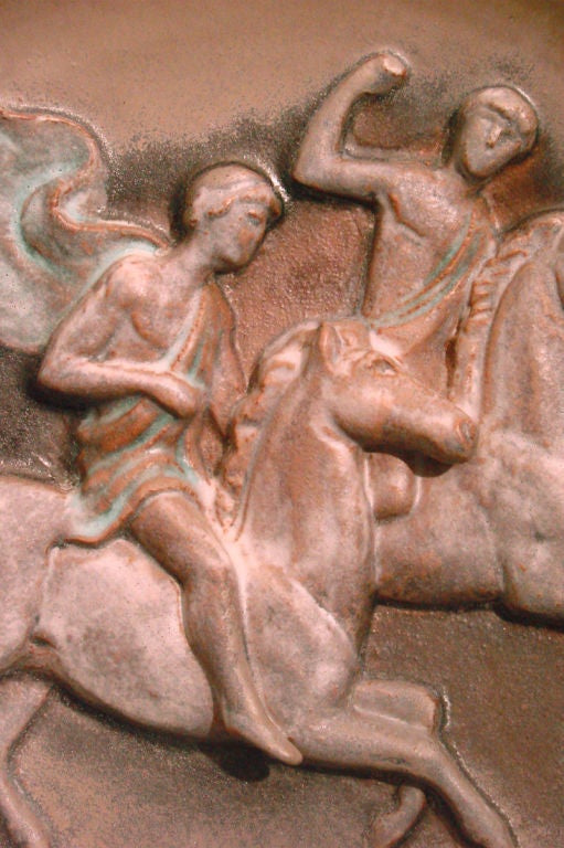 Mid-20th Century Large Charger with Classical Figures on Horseback, Italian For Sale