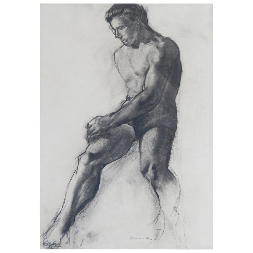 "Nude Study, " Rare and Important Drawing by John Grabach For Sale