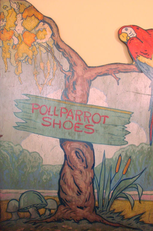 Mid-20th Century Painted Advertising Panel for Poll Parrot Shoes