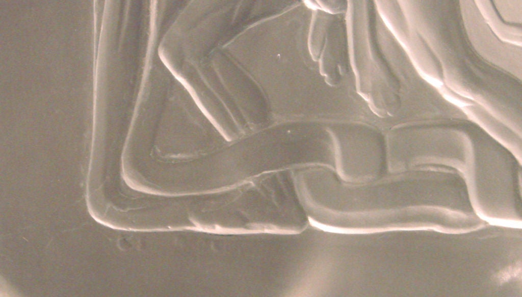 Rare Art Deco Glass Panel with Hercules and Hydra in Bas Relief 1