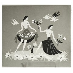 « Printemps », sérigraphie Art Déco brillante de Szoeke