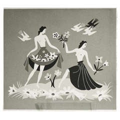 "Spring, " Brilliant Silkscreen Art Deco Print by Szoeke