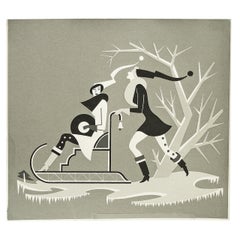 "Winter", brillante serigrafia Art Deco di Szoeke