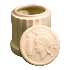 Rare Fluted Art Deco Covered Jar with Legionnaire Motif, 1937