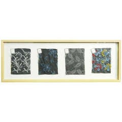 Framed Set of Embroidered Art Deco Fabric Swatches, Germany