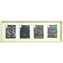 Framed Set of Embroidered Art Deco Fabric Swatches, Germany