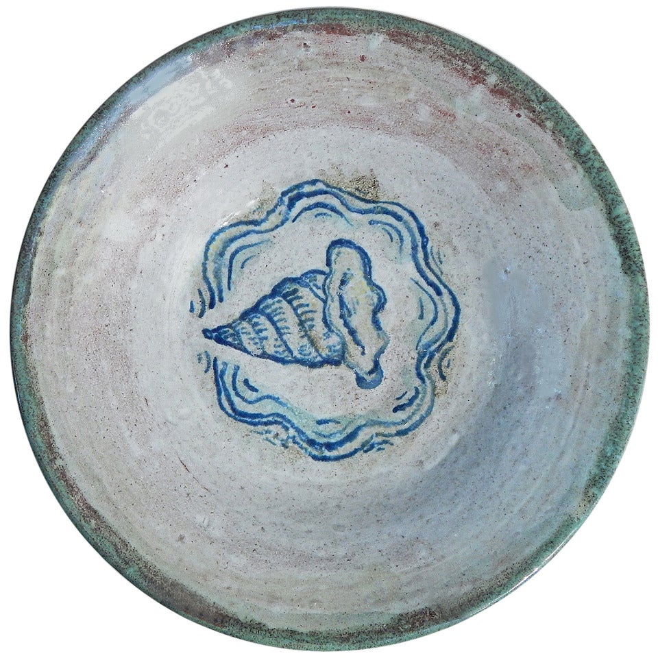 Importante ciotola in ceramica Art Deco con conchiglia a tromba di Linn L. Phelan in vendita