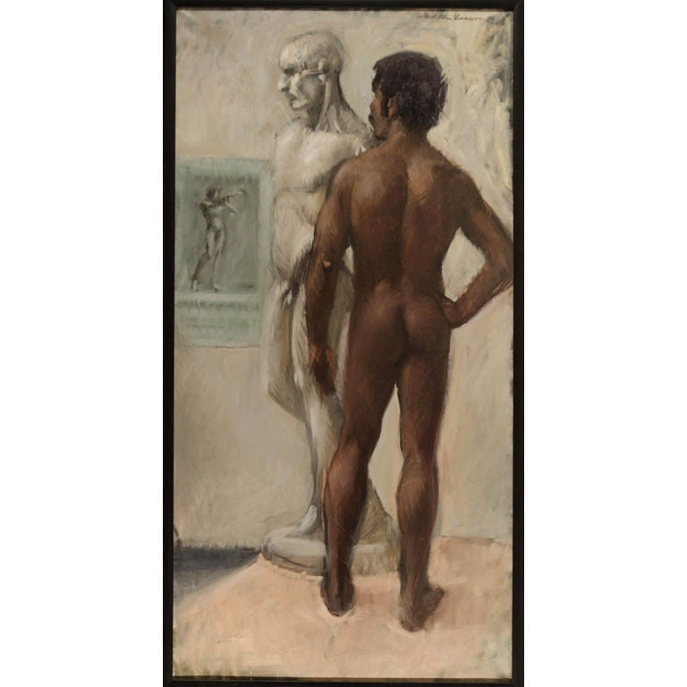 "Desnudo masculino negro con escultura" de Mark Allen Isaacson