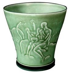 Rare Art Deco Vase Featuring Greek God with Lyre, Danish