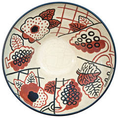 Important, Large and High Art Deco Bowl with Grape Motif by Olin for Primavera