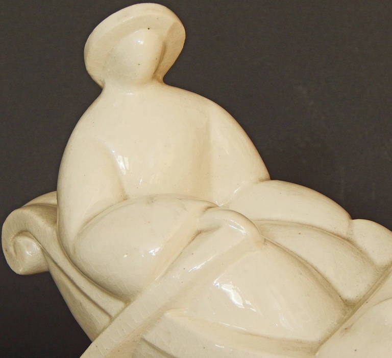 Art déco « Figures chinoises en barque », rare sculpture Art Déco pour Primavera en vente