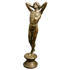 Pre-Raphaelite Male Nude Bronze