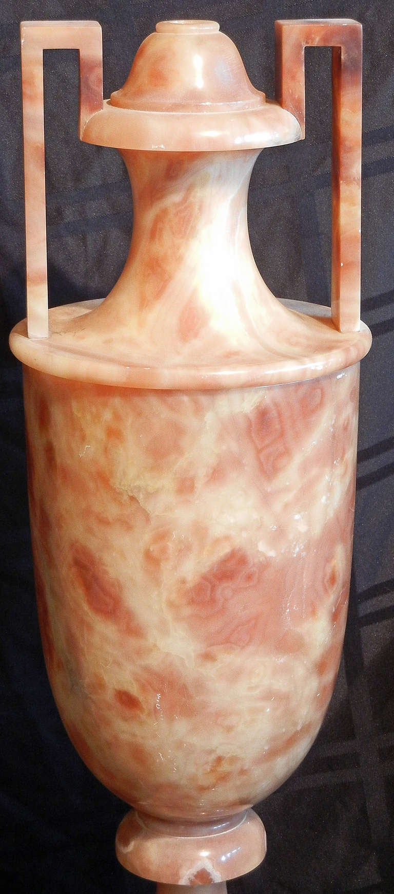 Italian Pair of Superb Art Deco Illuminated Alabaster Urns from Italy