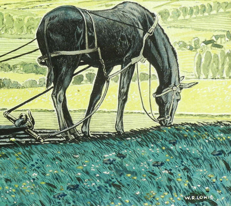 Art déco «lowing at Sunrise », de l'Art Déco Paean au fermier noir, années 1930 en vente