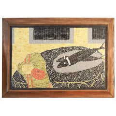 "Still Life with Fish, " Very Fine Mid Century Mosaic Panel