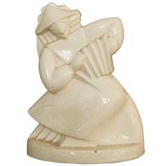""Chinesischer Akkordeonist in kubistischer Form", Art-Déco-Skulptur von Primavera