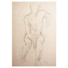 Master Drawing of Nude Male Figure, 1947