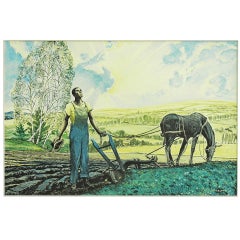 „Plowing at Sunrise“, Art-Déco-Paean des schwarzen Bauern, 1930er Jahre