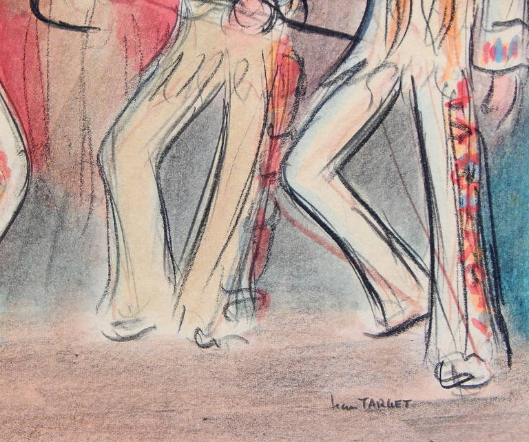 Français « Danse indienne américaine », dessin Art Déco de Jean Target, années 1930 en vente