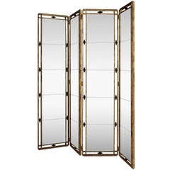 "Profondeur, " Four-Panel Mirrored Screen by Christopher Guy, Mint