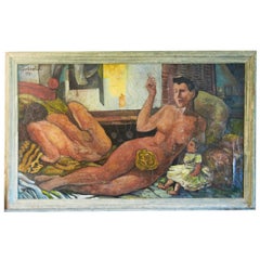 "After, " Large Odalisque Painting with Symbolic References