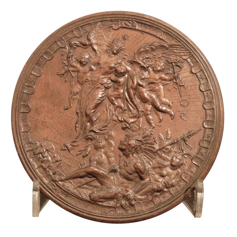 "Momento of the 1893 World's Fair, " Bronze Relief w/ American Indian Motif