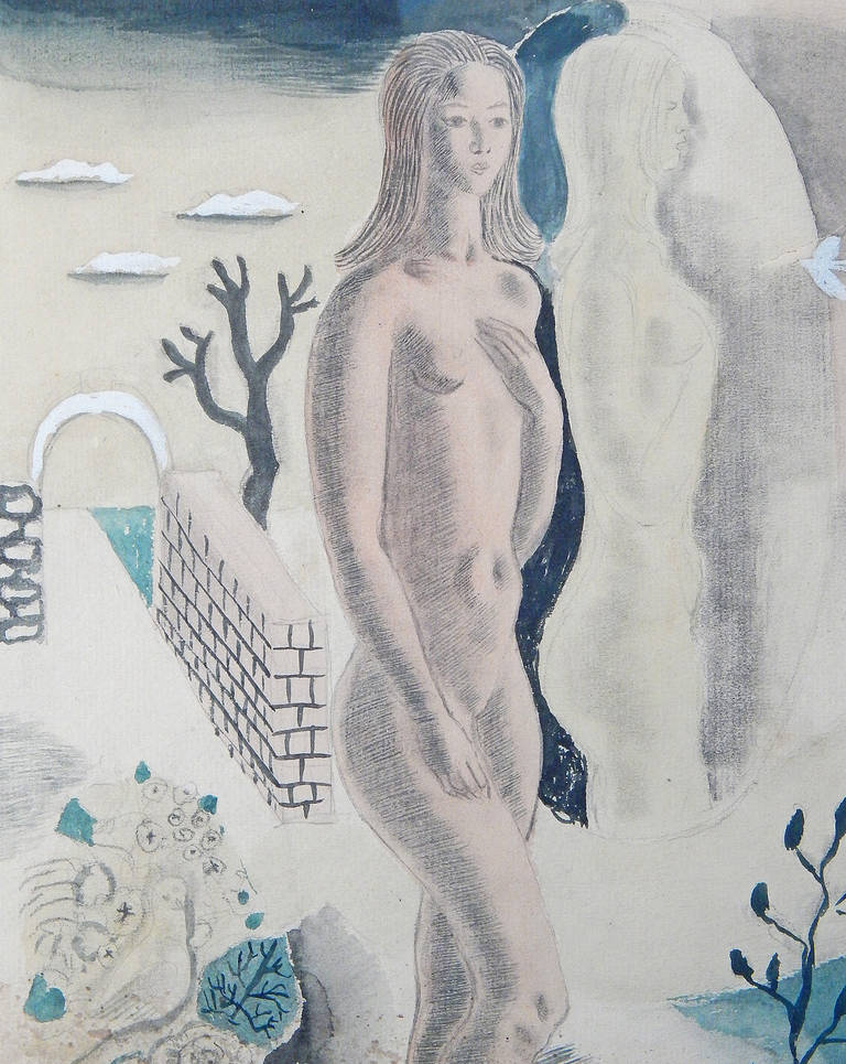 Peinte par Eduard Buk Ulreich, qui a réalisé une série de peintures murales au Radio City Music Hall du Rockefeller Center à New York, ainsi que des peintures murales du WPA dans tout le pays, cette magnifique représentation d'un nu féminin
