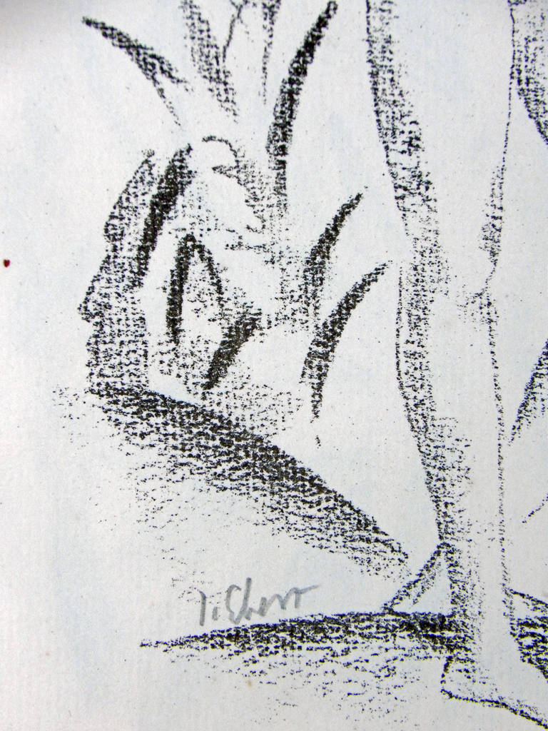 „Standing Nude with Upraised Arms“, bedeutender Art-Déco-Druck von Eberz (Art déco) im Angebot