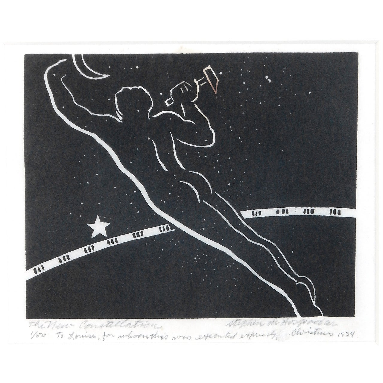 "The New Constellation, " Rare Art Deco Print with Male Nude by de Hospodar