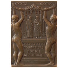 Rare Bronze Paperweight Celebrating 500th Anniversary of Leipzig Univ, 1909