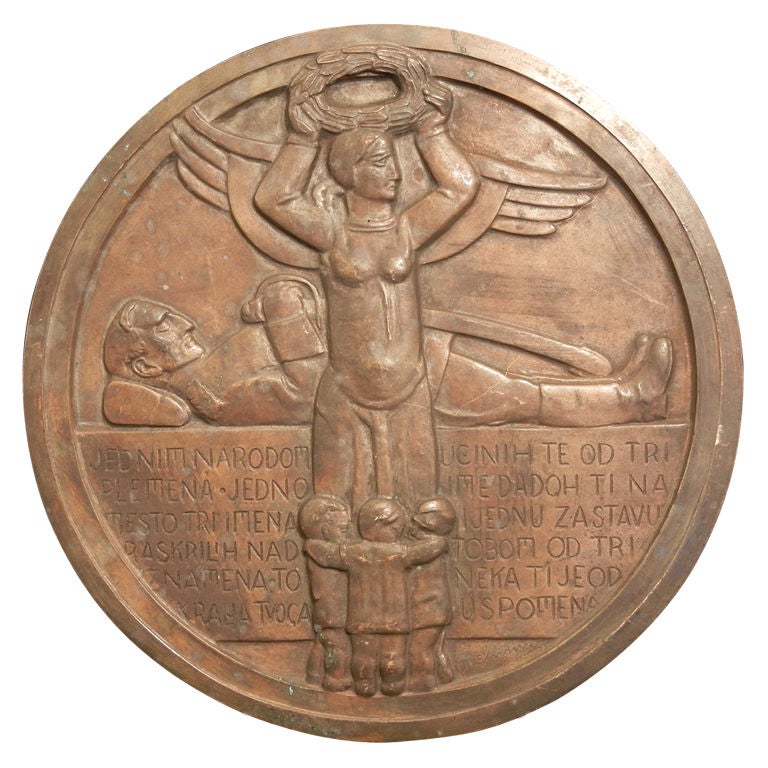 Rare Art Deco Bronze Rondel by Studin, Croatia For Sale
