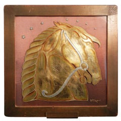 Art Deco Églomisé Panel with Horse's Head by Fager