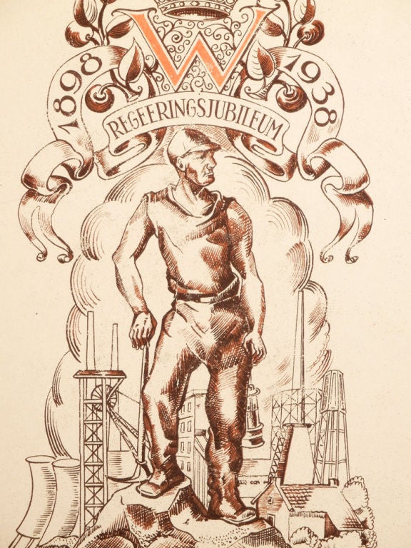 Seltene niederländische Kachel Nr. 40 aus der Königin Wilhelmina-Periode von 1938 (Niederländisch) im Angebot