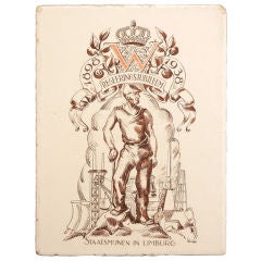 Rare 1938 Dutch Tile Noting 40-Year Reign of Queen Wilhelmina