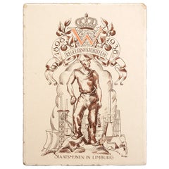 Seltene niederländische Kachel Nr. 40 aus der Königin Wilhelmina-Periode von 1938