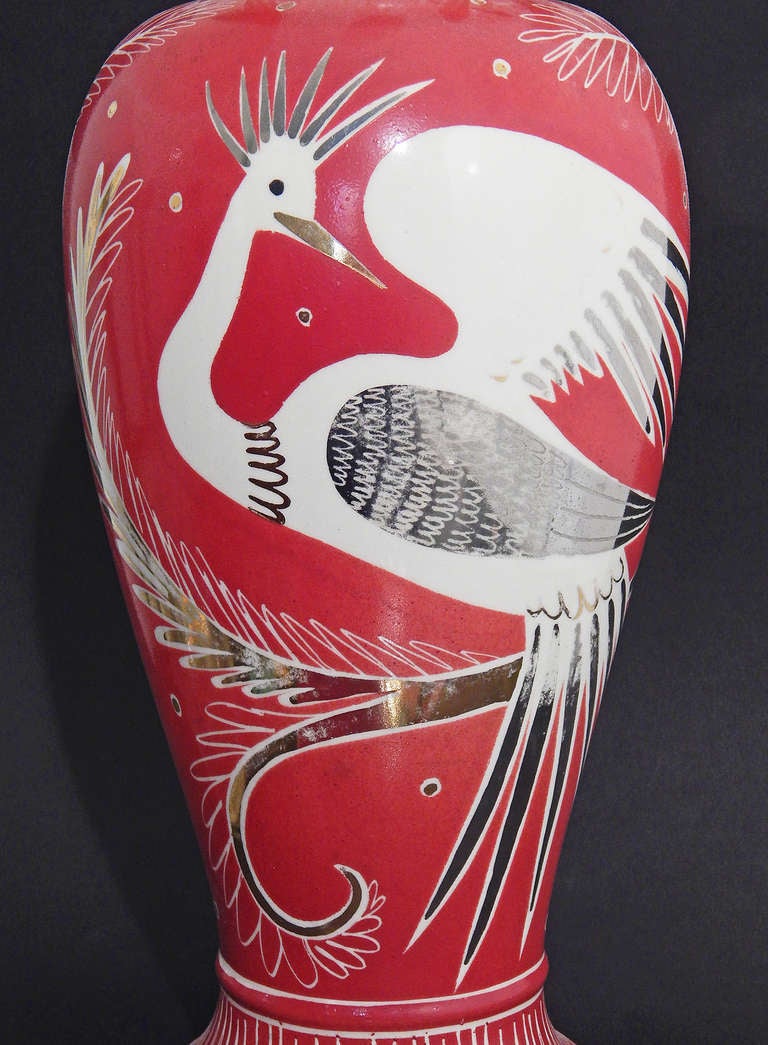 Brillant glasierter Art-Déco-Lampensockel „Phoenix“ von Gregory (Art déco) im Angebot