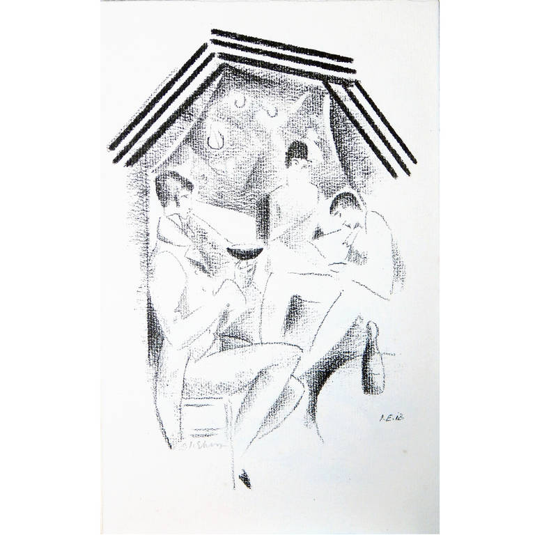 "Expressionist Cafe, " Rare Print from Weimar Germany by Eberz