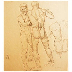 Study of Wrestling Male Nudes by Waano Gano