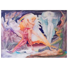 "The Cloud, " Spectacular Triptych Painting Inspired by Shelley Poem, 1959